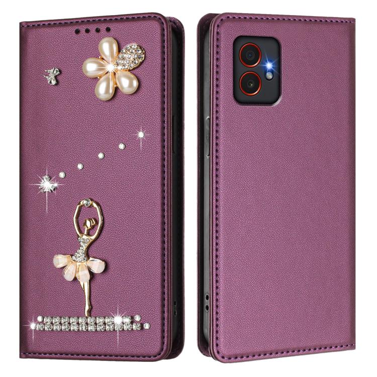 For Samsung Galaxy XCover7 Pro Ballet Girl Diamond Studded RFID Vegan Leather Phone Case