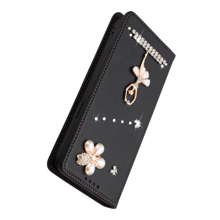 For iPhone 14 Plus Ballet Girl Diamond Studded RFID Vegan Leather Phone Case