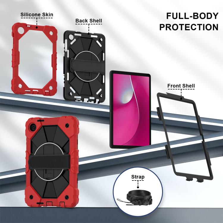 For T-Mobile Revvl Tab 2 2025 Contrast Color Robot Silicone Hybrid PC Tablet Case