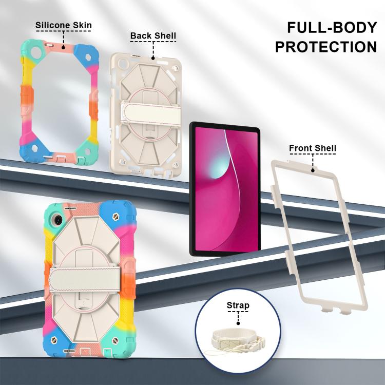 For T-Mobile Revvl Tab 2 2025 Contrast Color Robot Silicone Hybrid PC Tablet Case