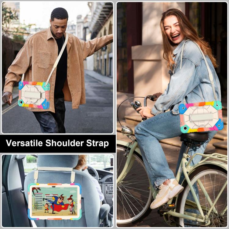 For T-Mobile Revvl Tab 2 2025 Contrast Color Robot Silicone Hybrid PC Tablet Case