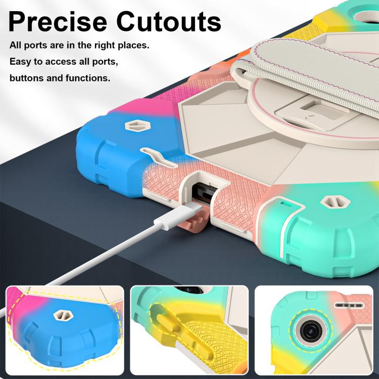 For T-Mobile Revvl Tab 2 2025 Contrast Color Robot Silicone Hybrid PC Tablet Case