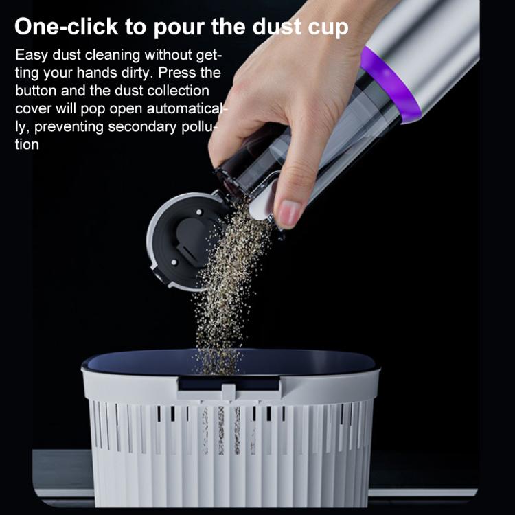 SUITU Digital Display Car Cordless High Power Brushless Vacuum Cleaner, Style:One Touch Dustbin Emptying