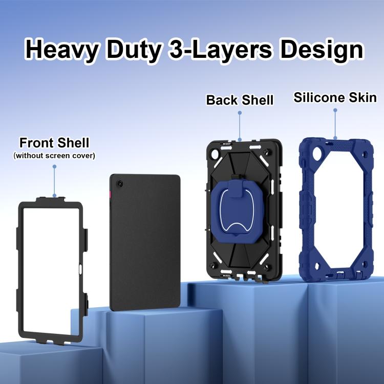 For T-Mobile Revvl Tab 2 2025 Contrast Color Robot Silicone Hybrid PC Tablet Case
