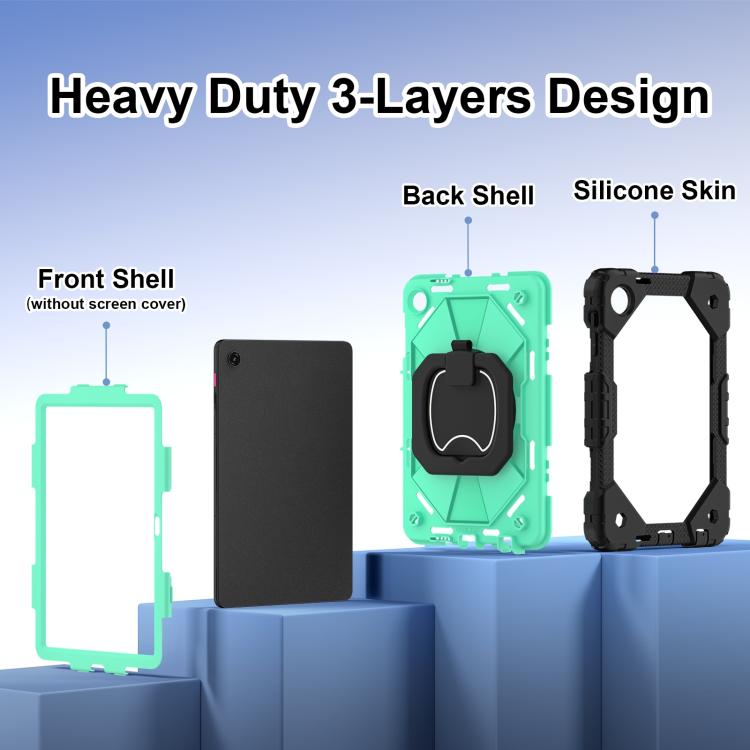 For T-Mobile Revvl Tab 2 2025 Contrast Color Robot Silicone Hybrid PC Tablet Case