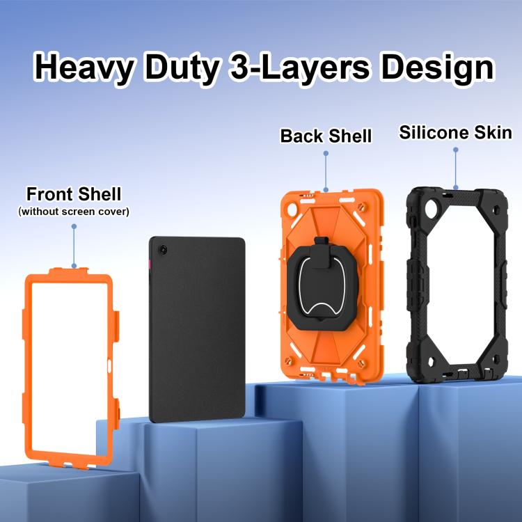 For T-Mobile Revvl Tab 2 2025 Contrast Color Robot Silicone Hybrid PC Tablet Case