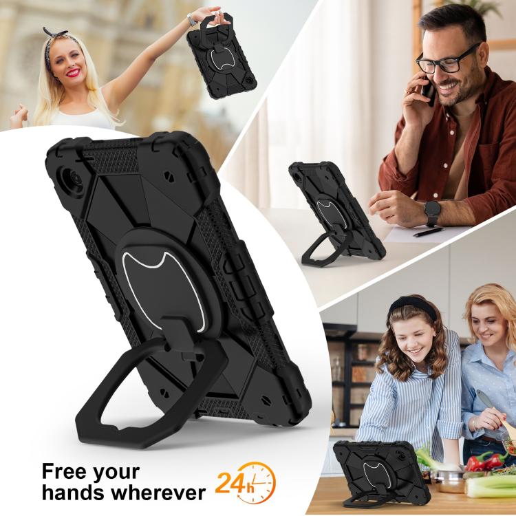 For T-Mobile Revvl Tab 2 2025 Contrast Color Robot Silicone Hybrid PC Tablet Case