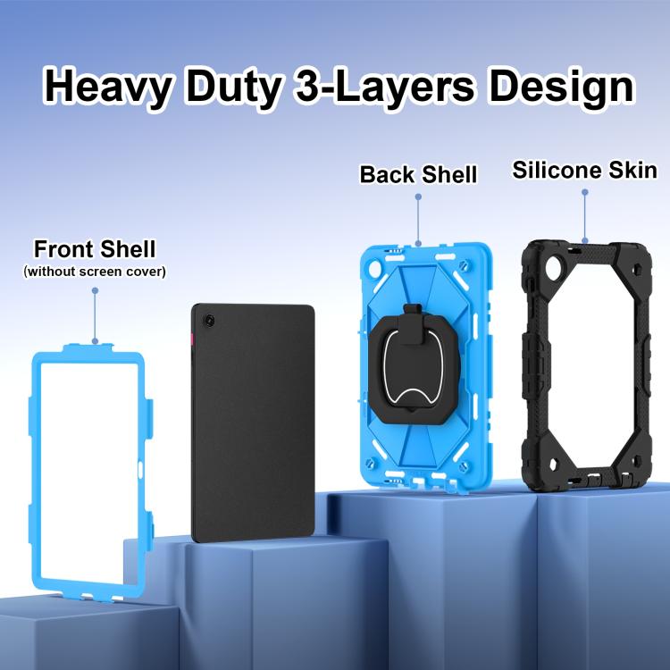 For T-Mobile Revvl Tab 2 2025 Contrast Color Robot Silicone Hybrid PC Tablet Case