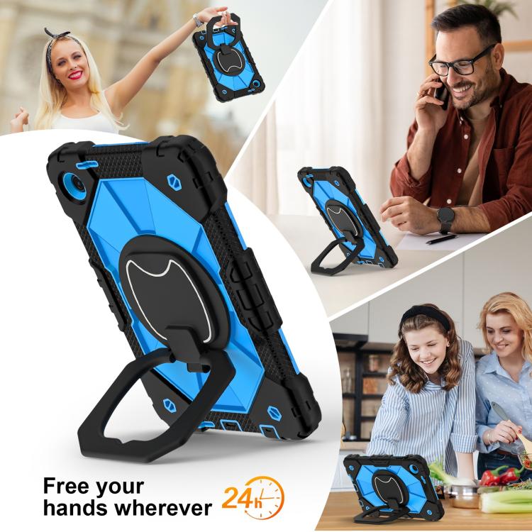 For T-Mobile Revvl Tab 2 2025 Contrast Color Robot Silicone Hybrid PC Tablet Case