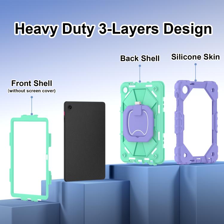 For T-Mobile Revvl Tab 2 2025 Contrast Color Robot Silicone Hybrid PC Tablet Case