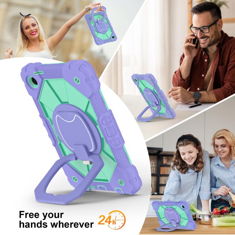 For T-Mobile Revvl Tab 2 2025 Contrast Color Robot Silicone Hybrid PC Tablet Case