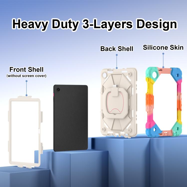 For T-Mobile Revvl Tab 2 2025 Contrast Color Robot Silicone Hybrid PC Tablet Case