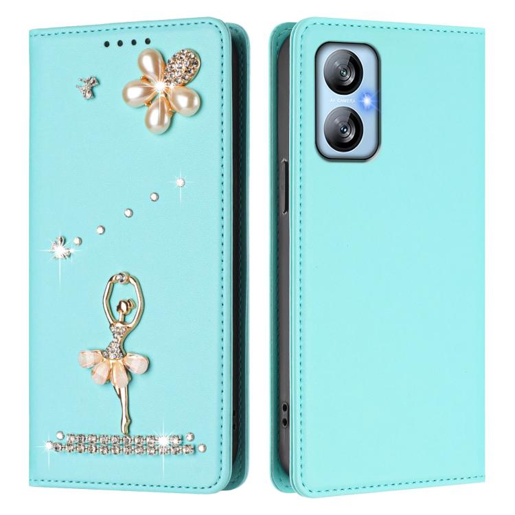 For Blackview A52 Pro / A52 Ballet Girl Diamond Studded RFID Vegan Leather Phone Case
