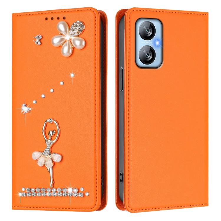 For Blackview A52 Pro / A52 Ballet Girl Diamond Studded RFID Vegan Leather Phone Case