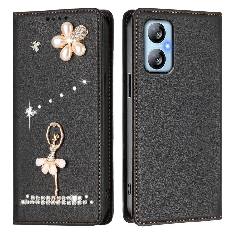 For Blackview A52 Pro / A52 Ballet Girl Diamond Studded RFID Vegan Leather Phone Case