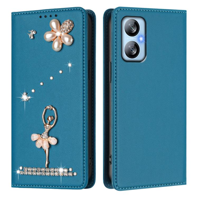 For Blackview A52 Pro / A52 Ballet Girl Diamond Studded RFID Vegan Leather Phone Case