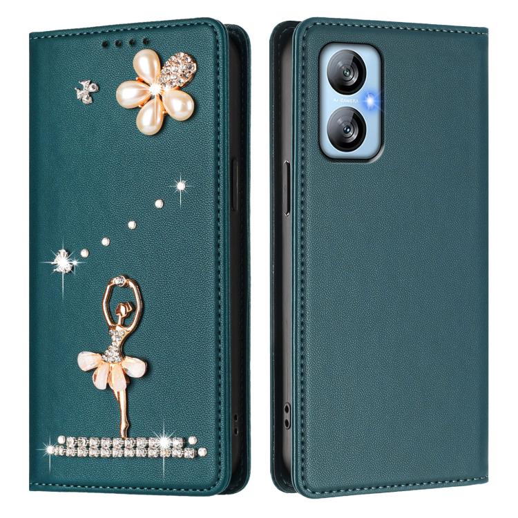 For Blackview A52 Pro / A52 Ballet Girl Diamond Studded RFID Vegan Leather Phone Case