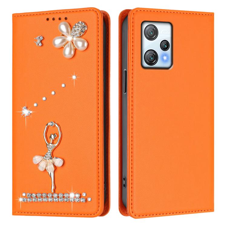 For Blackview A53 Ballet Girl Diamond Studded RFID Vegan Leather Phone Case