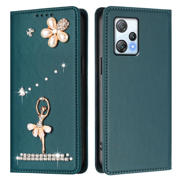 For Blackview A53 Ballet Girl Diamond Studded RFID Vegan Leather Phone Case