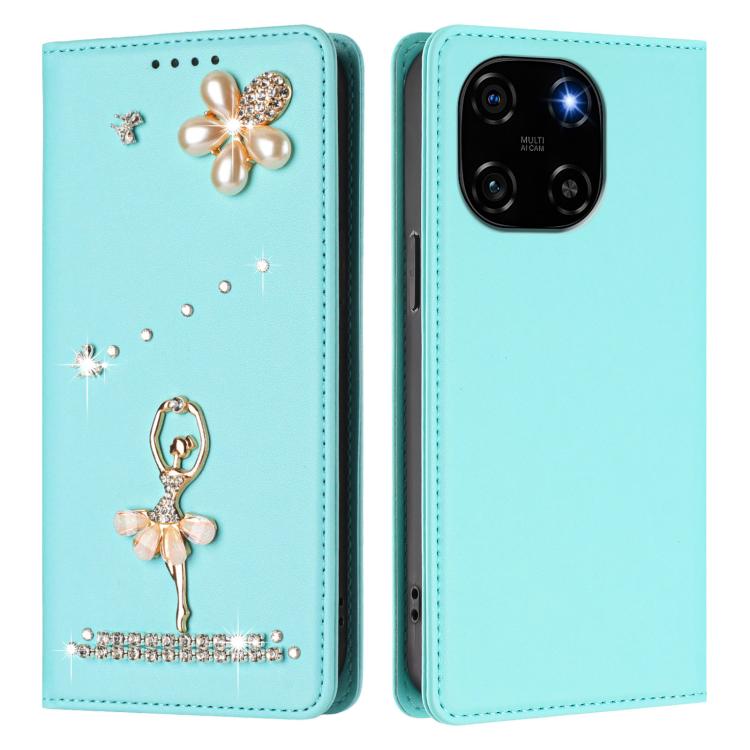 For Blackview Color 6 Ballet Girl Diamond Studded RFID Vegan Leather Phone Case