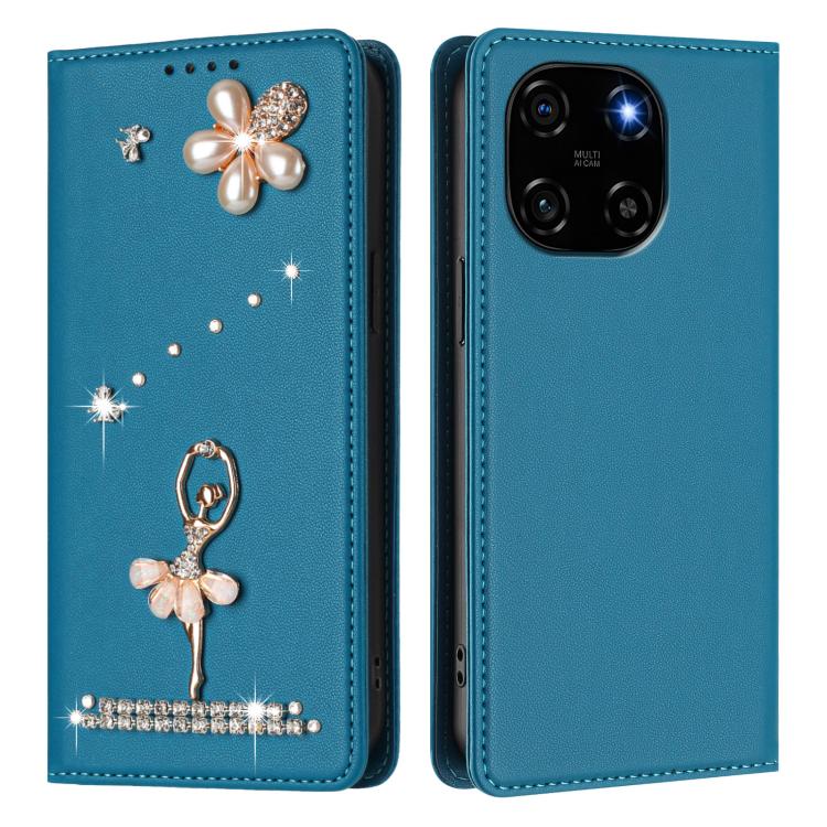 For Blackview Color 6 Ballet Girl Diamond Studded RFID Vegan Leather Phone Case