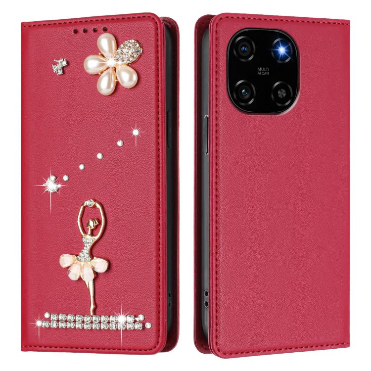For Blackview Color 6 Ballet Girl Diamond Studded RFID Vegan Leather Phone Case