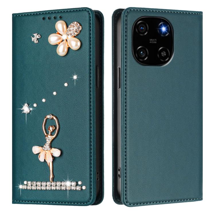 For Blackview Color 6 Ballet Girl Diamond Studded RFID Vegan Leather Phone Case