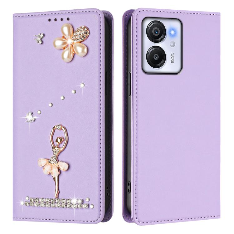 For Blackview Color 8 / Oscal Modern 8 Ballet Girl Diamond Studded RFID Vegan Leather Phone Case