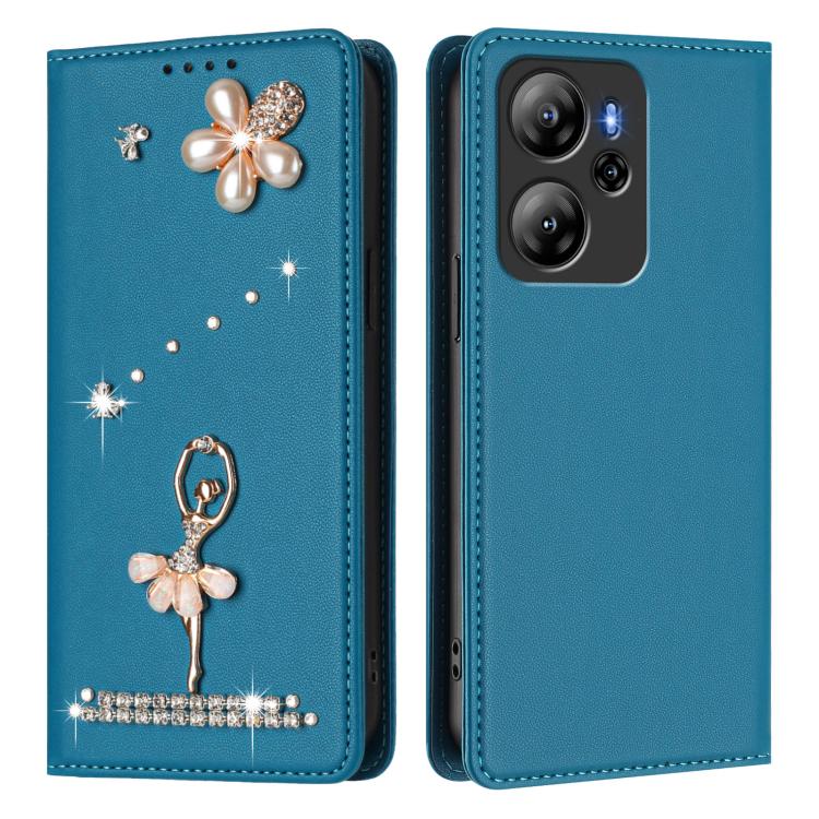 For Blackview Oscal Tiger 13 Ballet Girl Diamond Studded RFID Vegan Leather Phone Case