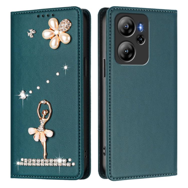 For Blackview Oscal Tiger 13 Ballet Girl Diamond Studded RFID Vegan Leather Phone Case