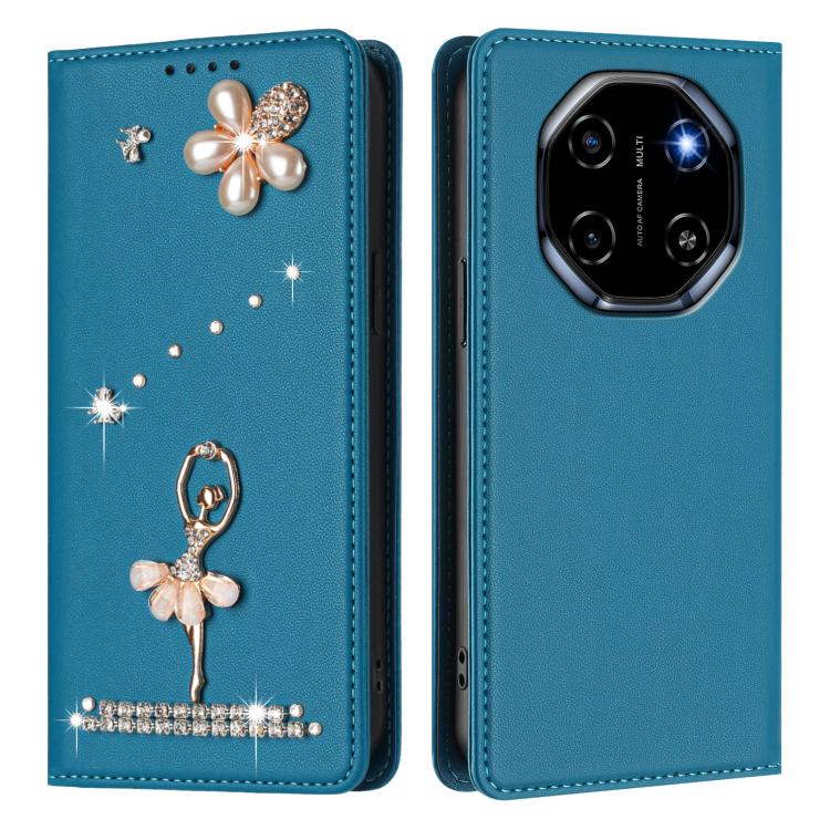 For Blackview Shark 6 Ballet Girl Diamond Studded RFID Vegan Leather Phone Case