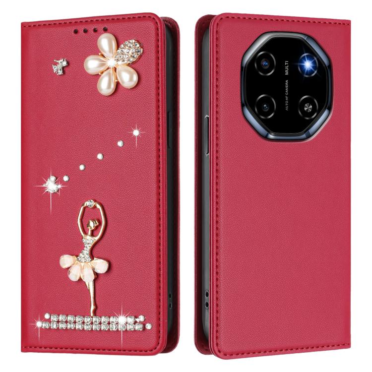 For Blackview Shark 6 Ballet Girl Diamond Studded RFID Vegan Leather Phone Case