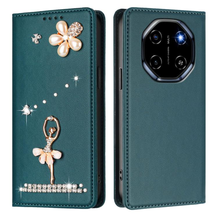 For Blackview Shark 6 Ballet Girl Diamond Studded RFID Vegan Leather Phone Case