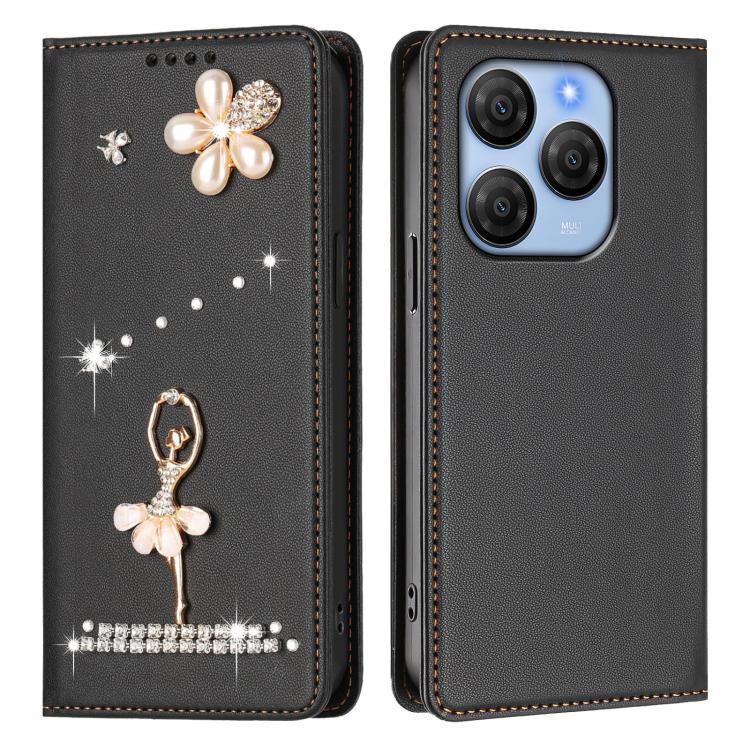 For Blackview Shark 9 5G Ballet Girl Diamond Studded RFID Vegan Leather Phone Case