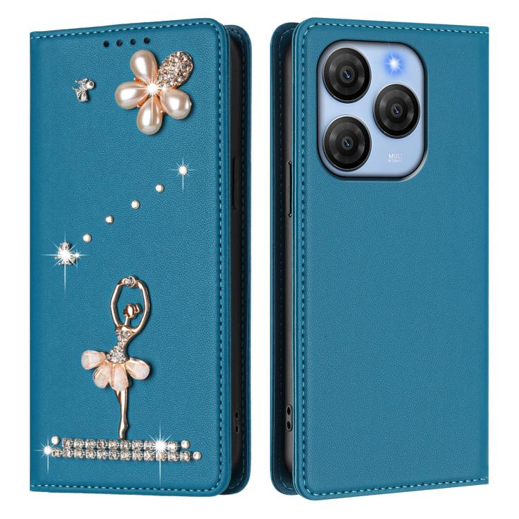 For Blackview Shark 9 5G Ballet Girl Diamond Studded RFID Vegan Leather Phone Case
