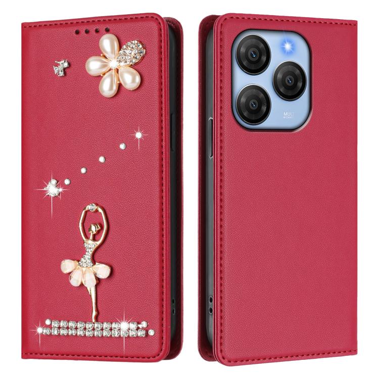 For Blackview Shark 9 5G Ballet Girl Diamond Studded RFID Vegan Leather Phone Case