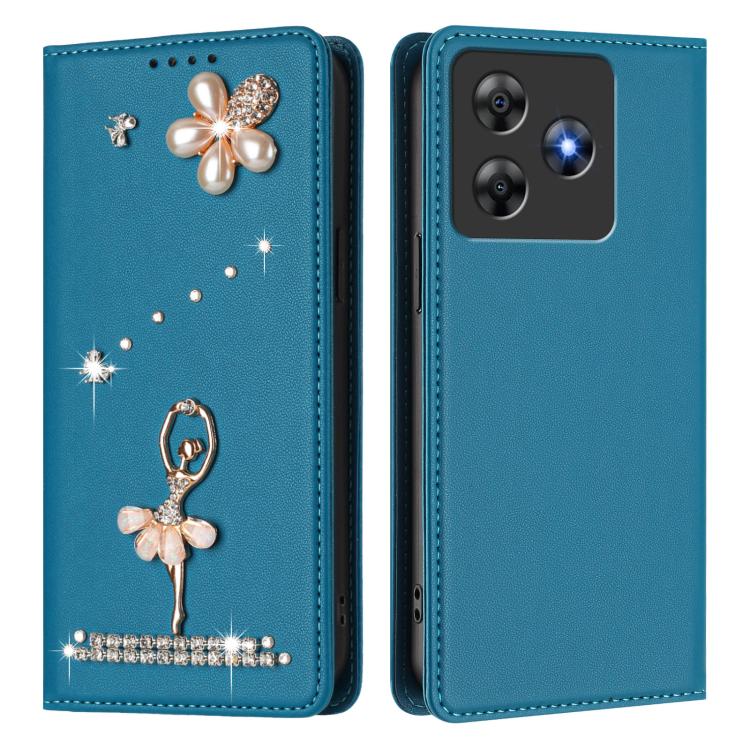 For Blackview Wave 8C / 8 Ballet Girl Diamond Studded RFID Vegan Leather Phone Case