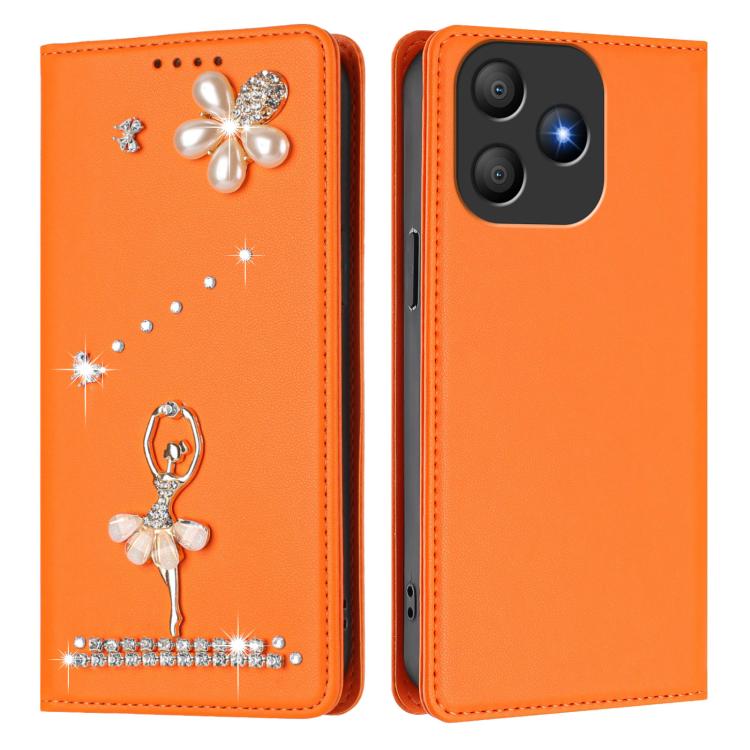 For Blackview Wave 9C Ballet Girl Diamond Studded RFID Vegan Leather Phone Case