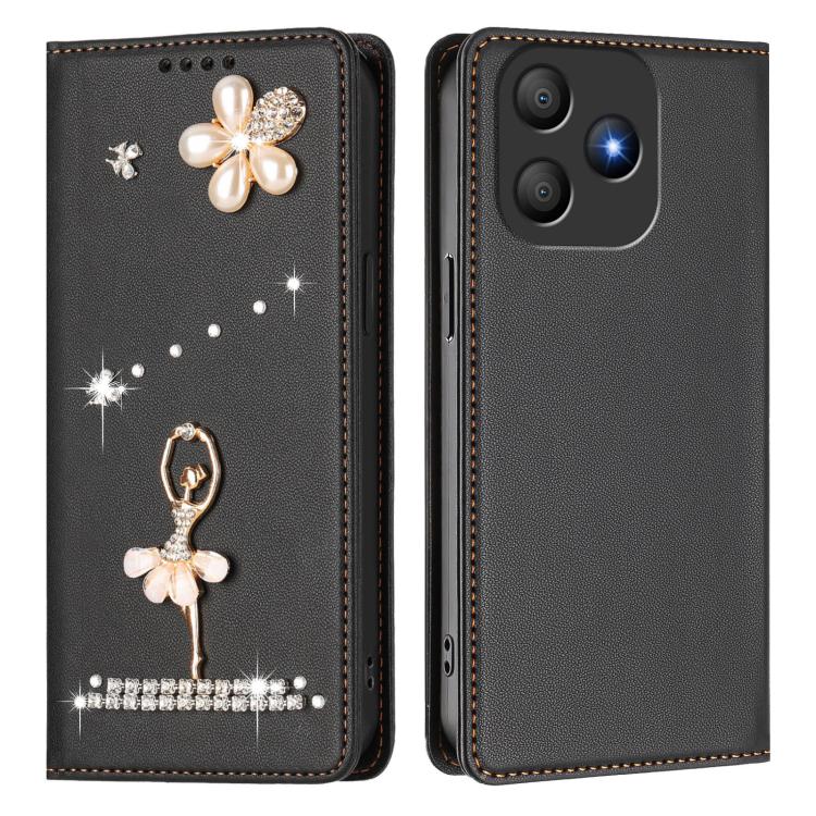 For Blackview Wave 9C Ballet Girl Diamond Studded RFID Vegan Leather Phone Case