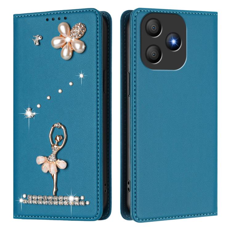 For Blackview Wave 9C Ballet Girl Diamond Studded RFID Vegan Leather Phone Case