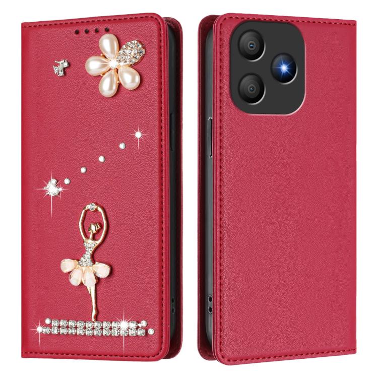 For Blackview Wave 9C Ballet Girl Diamond Studded RFID Vegan Leather Phone Case