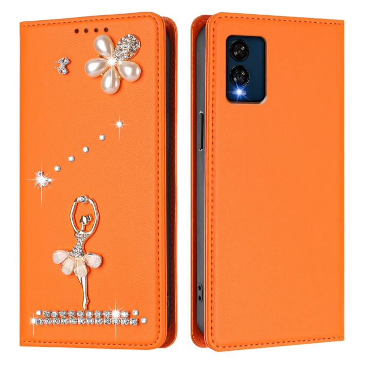 For BLU View Speed 5G B1550VL Ballet Girl Diamond Studded RFID Vegan Leather Phone Case