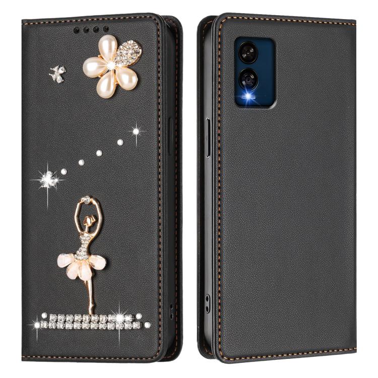 For BLU View Speed 5G B1550VL Ballet Girl Diamond Studded RFID Vegan Leather Phone Case