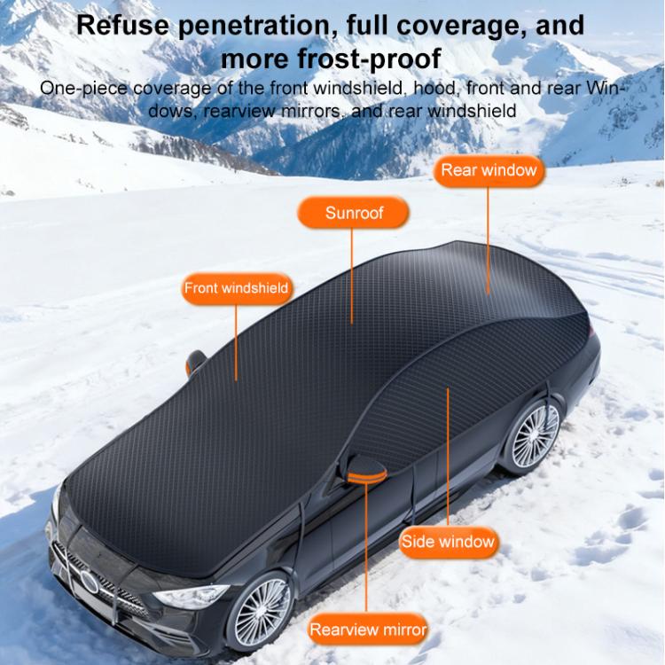 SUITU ST-3961 Thickened Oxford Fabric Magnetic Snow and Sun Protection Full Car Cover, Small Size 450 x 235cm - Black Orange