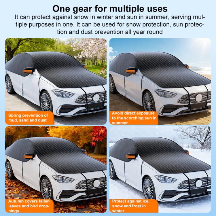 SUITU ST-3961 Thickened Oxford Fabric Magnetic Snow and Sun Protection Full Car Cover, Small Size 450 x 235cm - Black Orange
