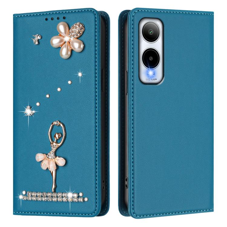 For Cricket Icon 6 SL219C Ballet Girl Diamond Studded RFID Vegan Leather Phone Case