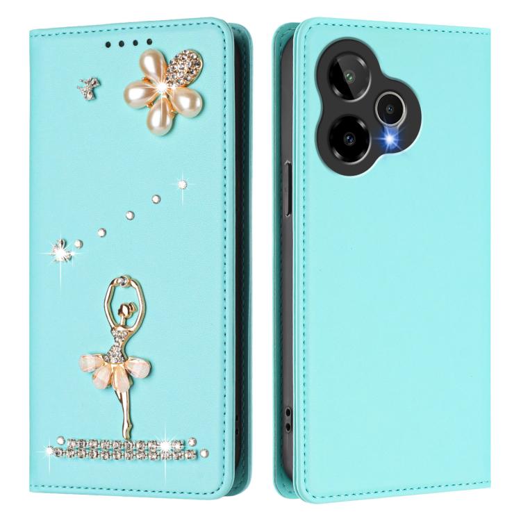 For Cricket Icon Pro 2026 Ballet Girl Diamond Studded RFID Vegan Leather Phone Case