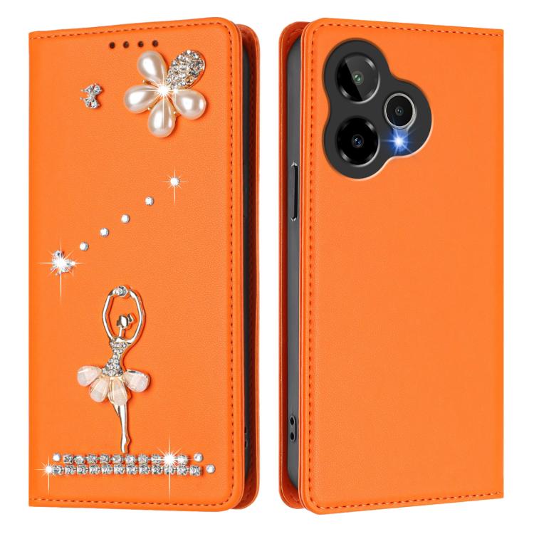 For Cricket Icon Pro 2026 Ballet Girl Diamond Studded RFID Vegan Leather Phone Case