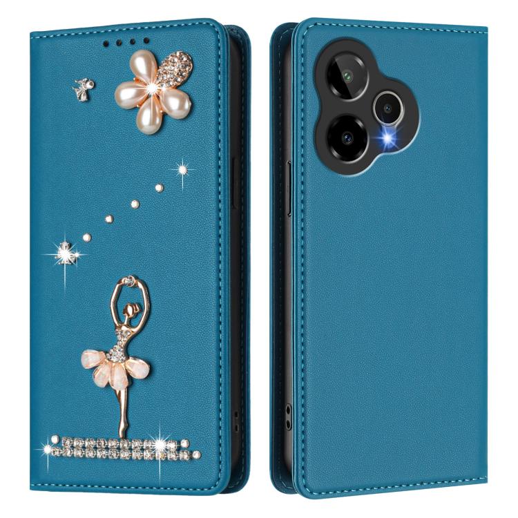 For Cricket Icon Pro 2026 Ballet Girl Diamond Studded RFID Vegan Leather Phone Case