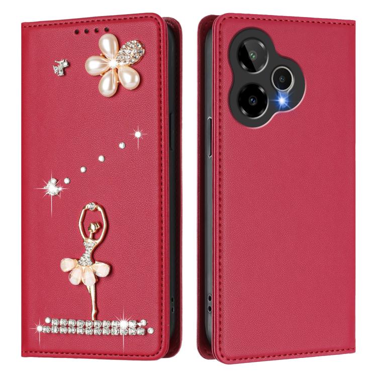 For Cricket Icon Pro 2026 Ballet Girl Diamond Studded RFID Vegan Leather Phone Case
